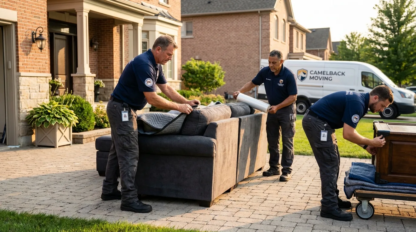 Large estate moving crew wrapping furniture in Shokan, NY