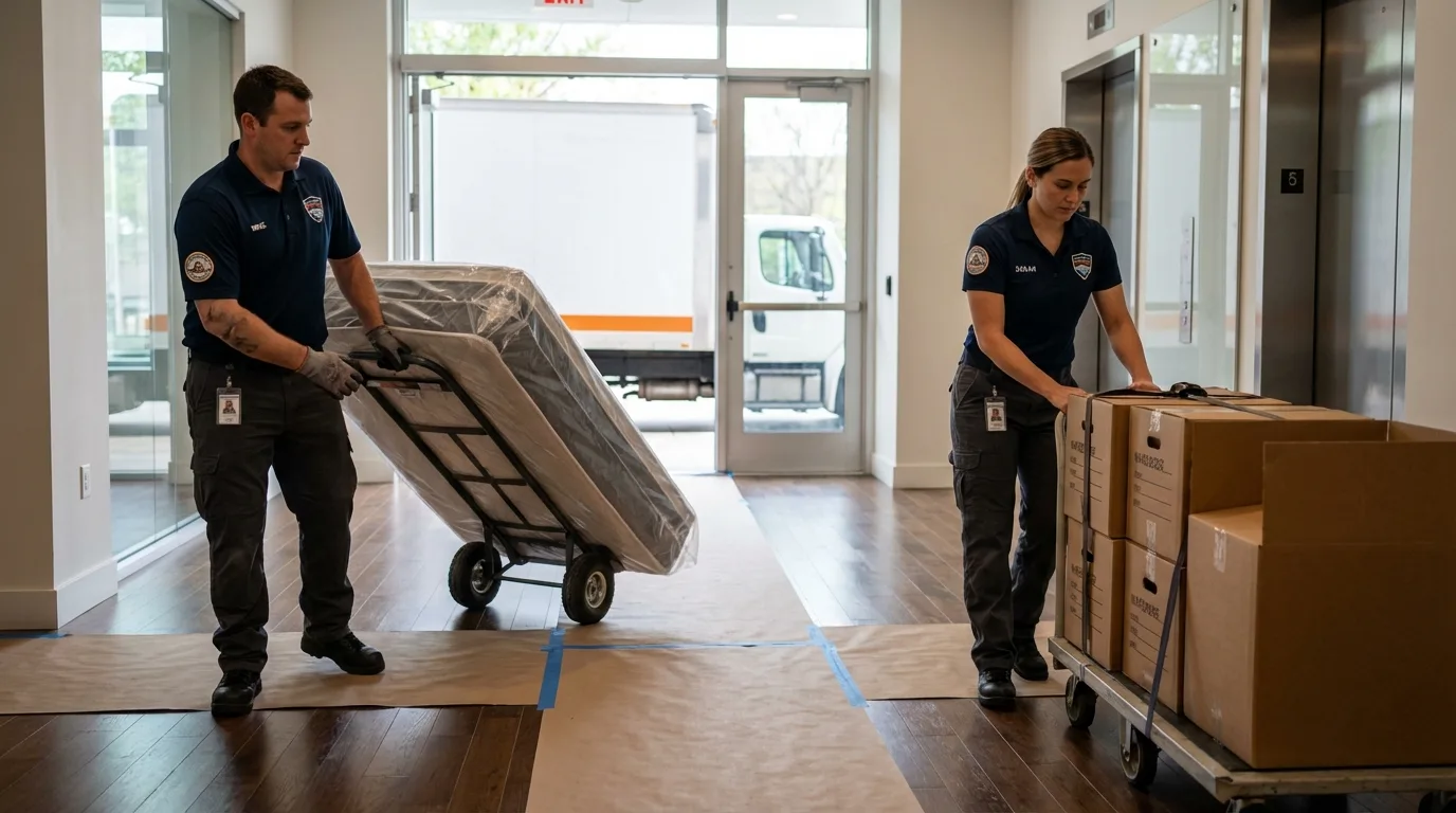 Professional apartment movers loading elevator in Shokan, NY